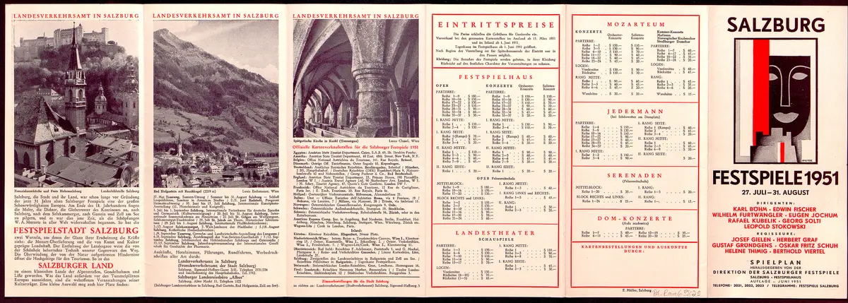 Salzburger Festspiele 1951, Verweis auf Stücktitel: Wozzeck, Verweis auf Stücktitel: Idomeneo, Verweis auf Stücktitel: Zauberflöte, Verweis auf Stücktitel: Othello, Verweis auf Stücktitel: Jedermann, Verweis auf Stücktitel: Der zerbrochene Krug, Verweis auf Stücktitel: Wie es euch gefällt