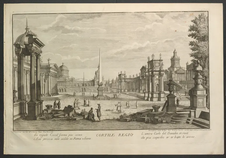 Sei disegni che rappresentano [...], Titel in Vorlageform: Cortile regio