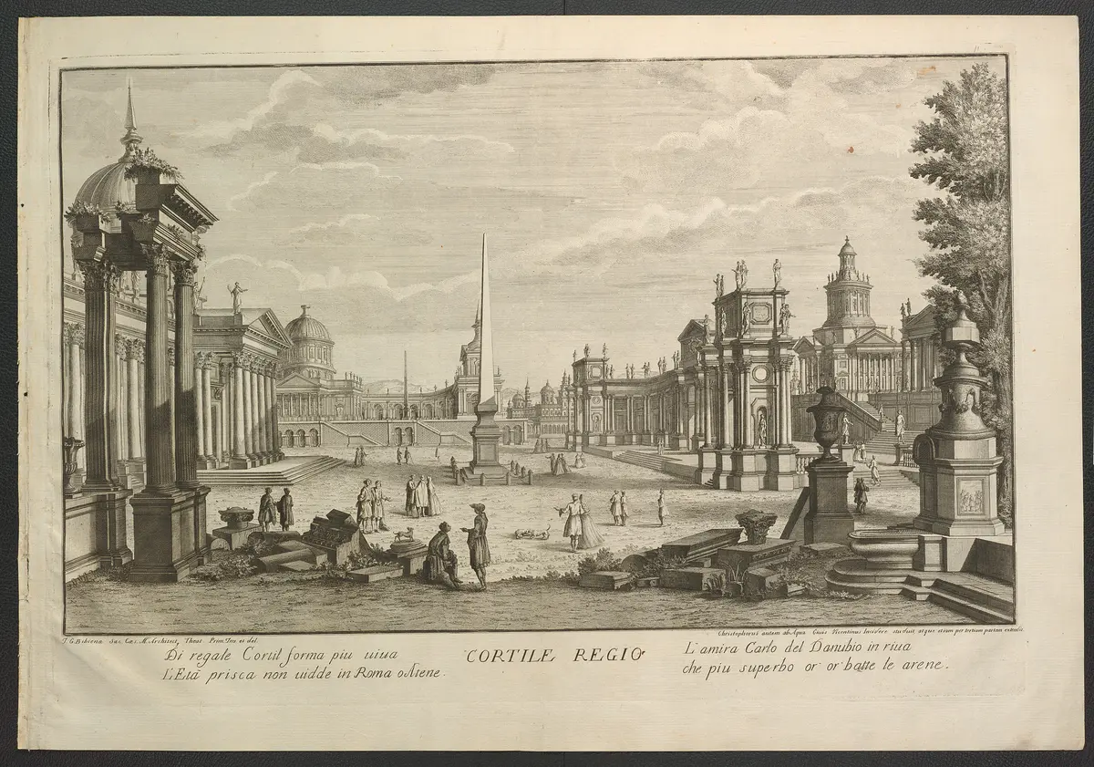 Sei disegni che rappresentano [...], Titel in Vorlageform: Cortile regio