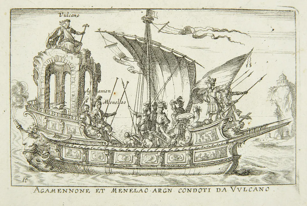 Le Magnifique carousel fait sur le fleuve de l'Arne a Florence pour le marriage de Grande Duc, Inventartitel: Carousel auf dem Arnofluß, Verweis auf Stücktitel: L'Argonautica