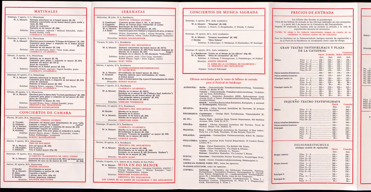 Salzburger Festspiele 1964, Titel in Vorlageform: Salzburgo Festival 1964, Verweis auf Stücktitel: Cosi fan tutte, Verweis auf Stücktitel: Figaros Hochzeit, Verweis auf Stücktitel: Lucio Silla, Verweis auf Stücktitel: Die Zauberflöte, Verweis auf Stücktitel: Ariadne auf Naxos, Verweis auf Stücktitel: Elektra, Verweis auf Stücktitel: Der Rosenkavalier, Verweis auf Stücktitel: Macbeth, Verweis auf Stücktitel: Jedermann, Verweis auf Stücktitel: Faust, Verweis auf Stücktitel: Die lustigen Weiber von Windsor