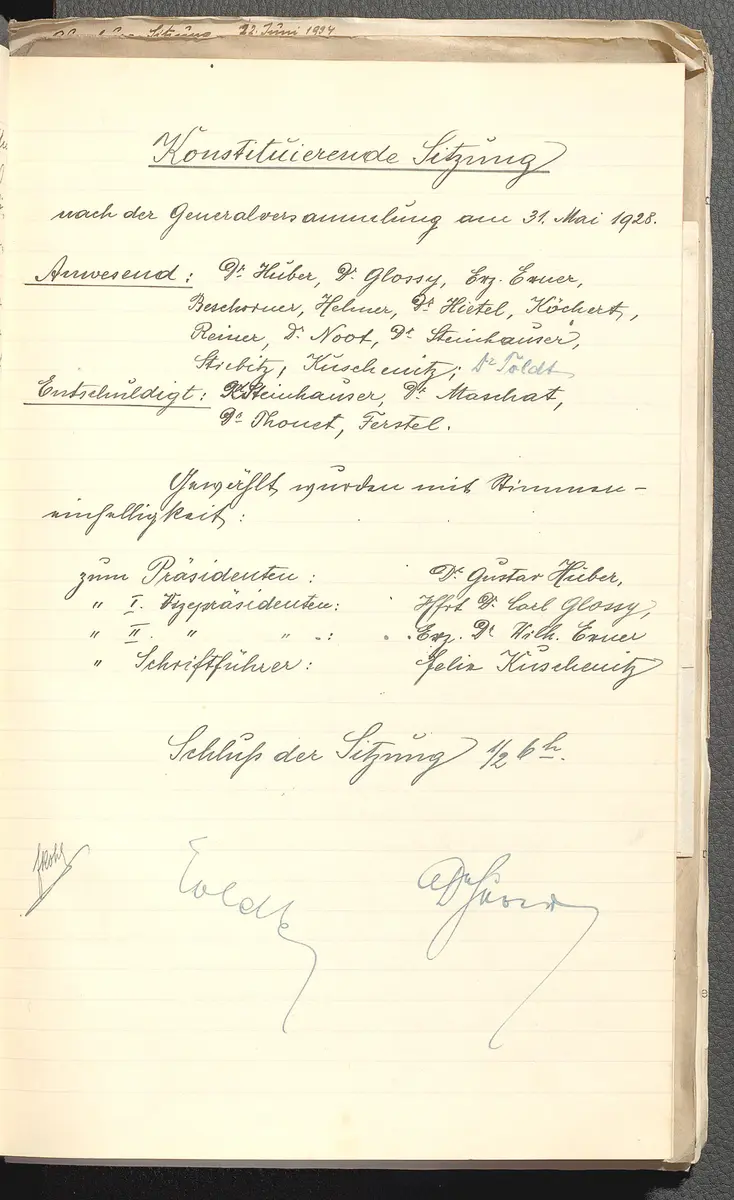 Protokolle der Ausschusssitzungen des Vereines des Deutschen Volkstheaters in Wien