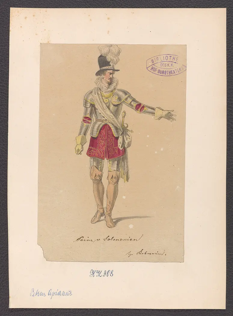 Petrus Apianus, oder Achtung der Wissenschaft, Titel der Serie: Figurinen des k.k. Hof-Burgtheaters