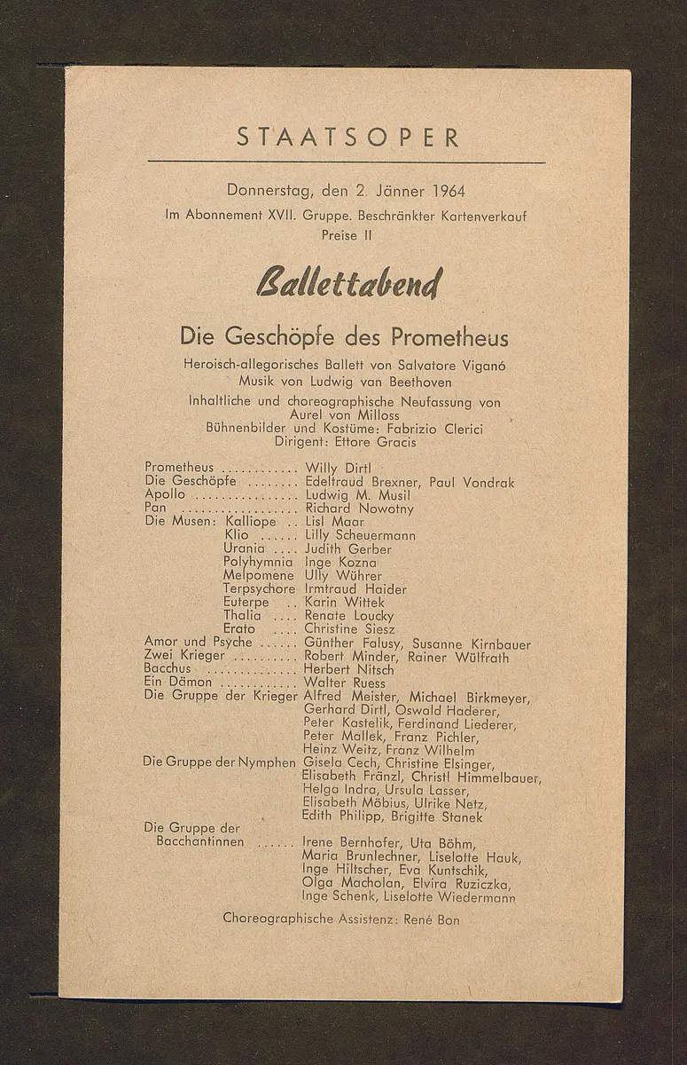 Ballettabend, Die Geschöpfe des Prometheus, Salade, Estro barbarico
