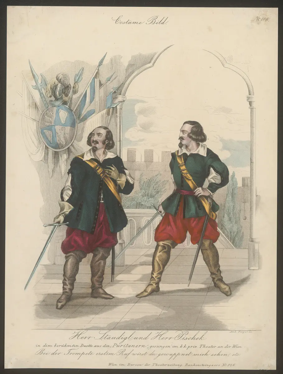 Die Puritaner, Alternativtitel: I puritani, Titel der Serie: Costume-Bild, Name der Zeitschrift: Wiener Theaterzeitung