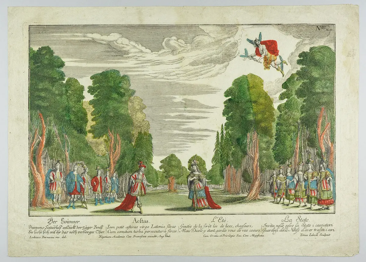 Jahreszeitendarstellung, Titel in Vorlageform: Der Sommer. Aestas. L'Eté. La State