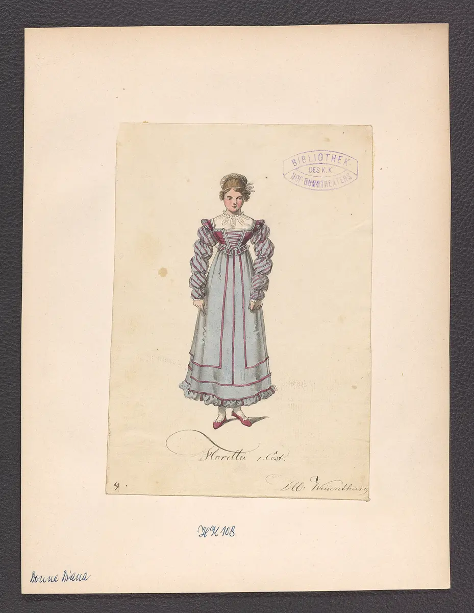 Donna Diana, oder Stolz und Liebe, Suchtitel: Donna Diana, Originaltitel: El desdén con el desdén, Titel der Serie: Figurinen des k.k. Hof-Burgtheaters