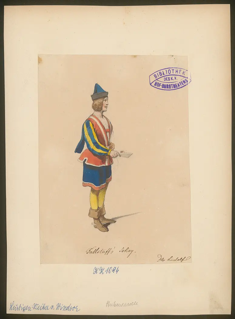 Die lustigen Weiber von Windsor, Originaltitel: The Merry Wives of Windsor, Titel der Serie: Figurinen des k.k. Hof-Burgtheaters