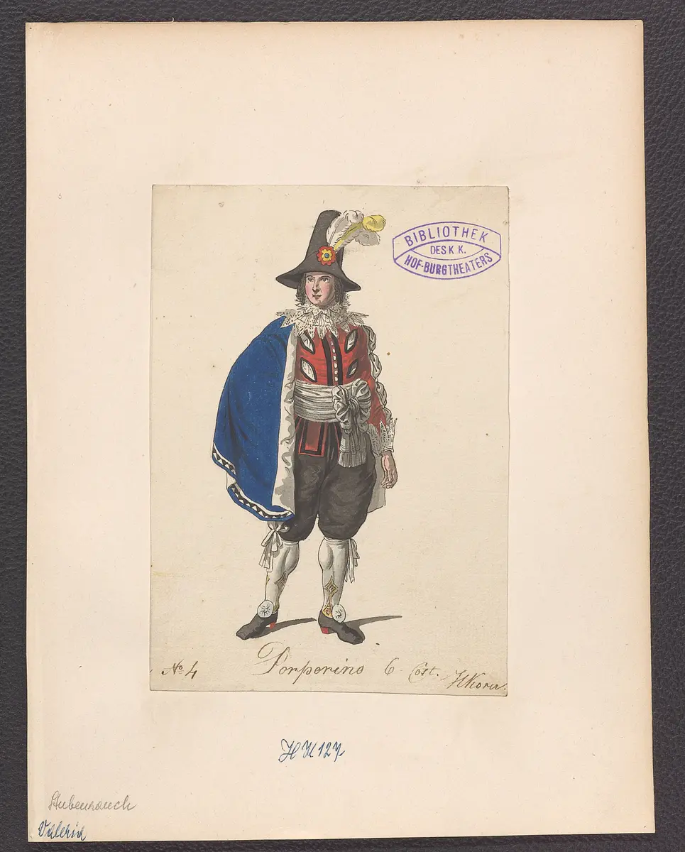 Valeria, oder Vaterlist, Suchtitel: Valeria, Originaltitel: Ponce de Leon, Titel der Serie: Figurinen des k.k. Hof-Burgtheaters