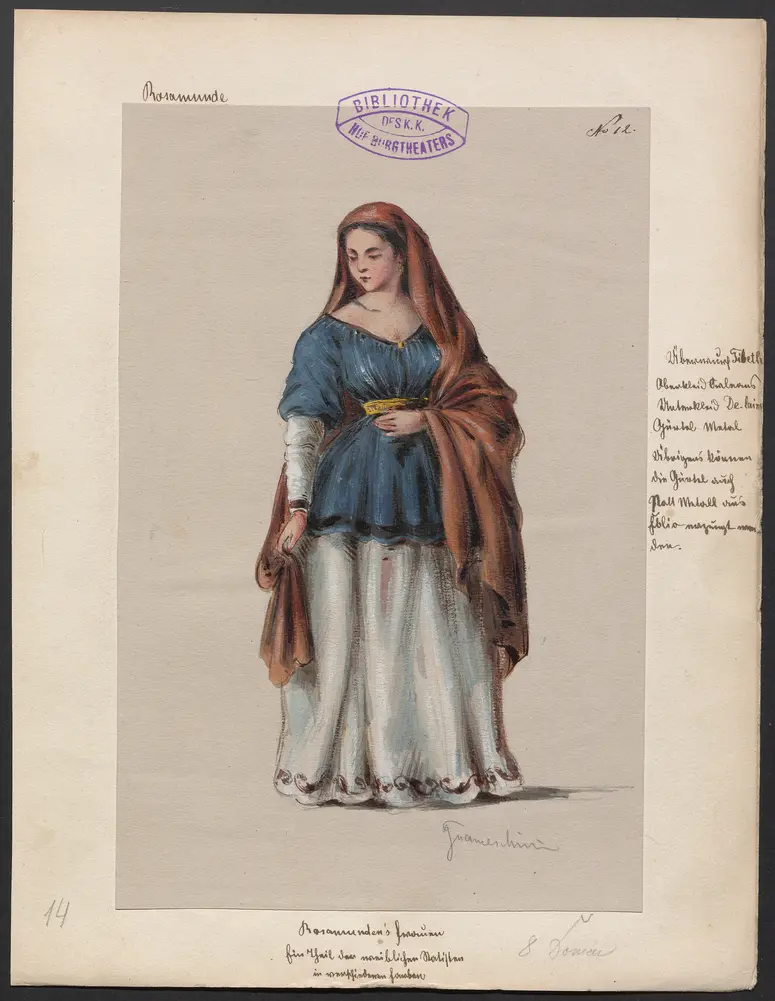 Rosamunde, Titel der Serie: Figurinen des k.k. Hof-Burgtheaters