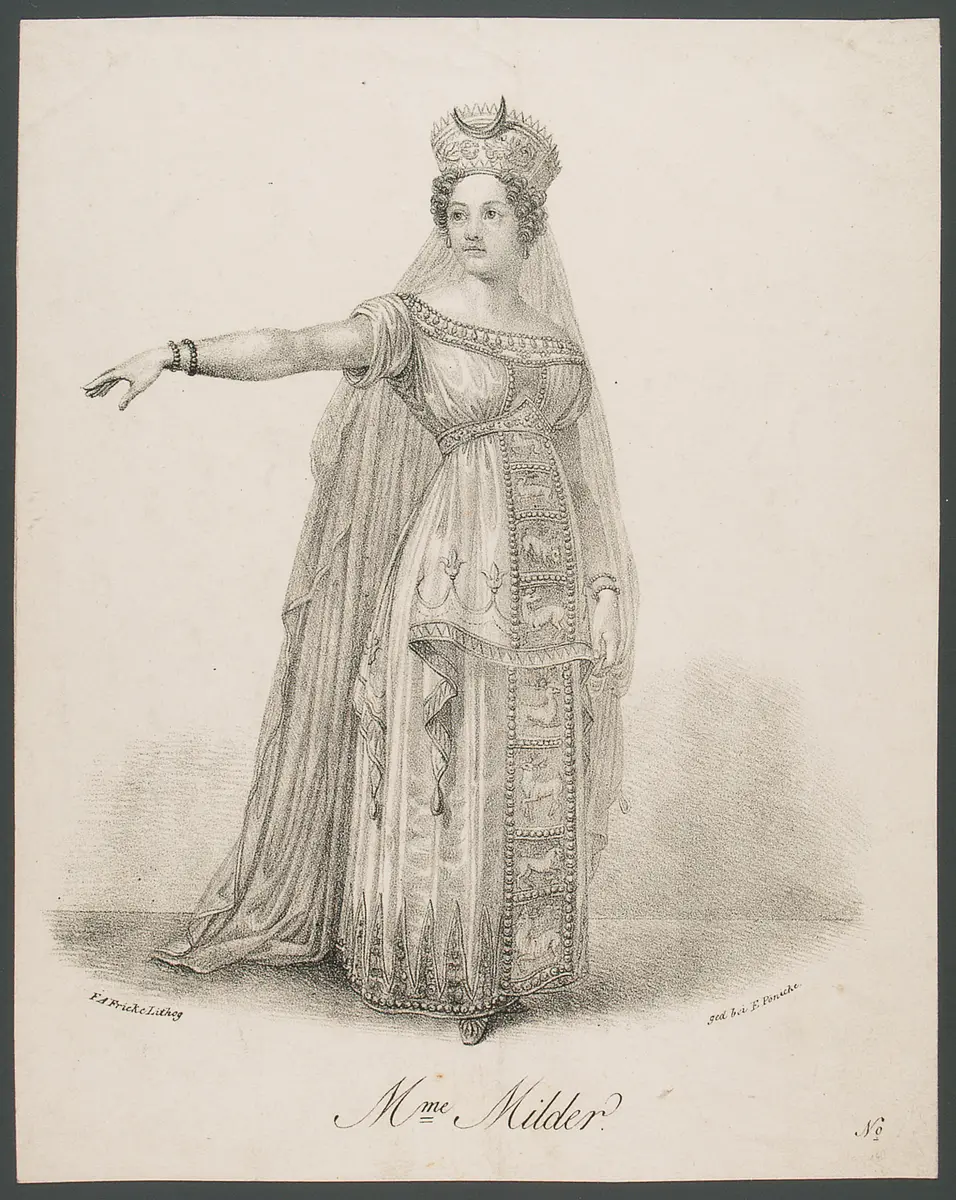 Pauline Anna Milder-Hauptmann, Titel in Vorlageform: Mme Milder, Verweis auf Stücktitel: Olympia