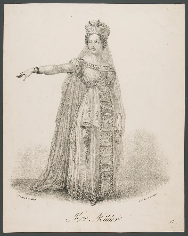 Pauline Anna Milder-Hauptmann, Titel in Vorlageform: Mme Milder, Verweis auf Stücktitel: Olympia