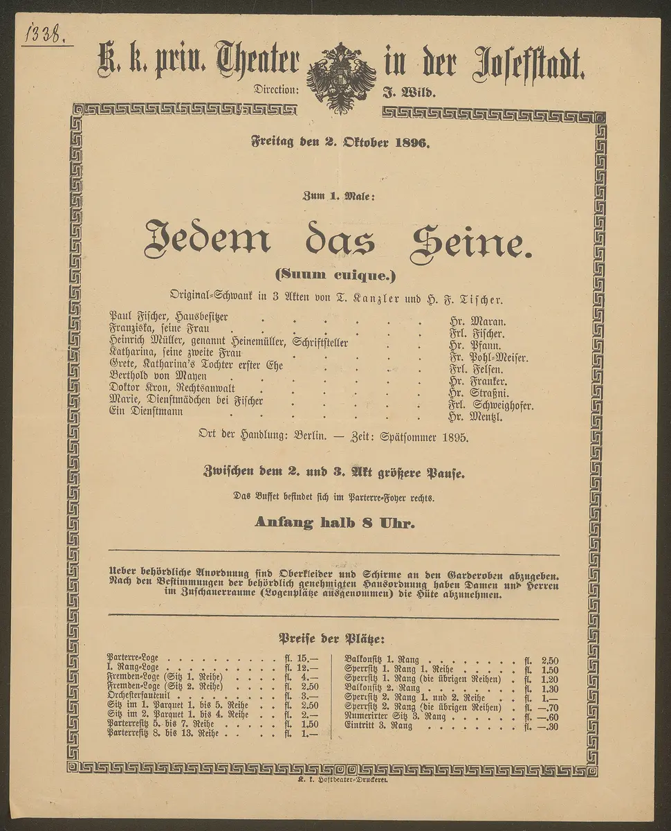 Jedem das Seine, Suum cuique (Originaltitel)