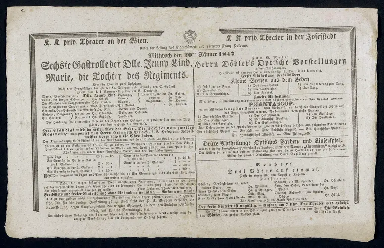 Marie, die Tochter des Regiments, Herrn Döbler's Optische Vorstellungen