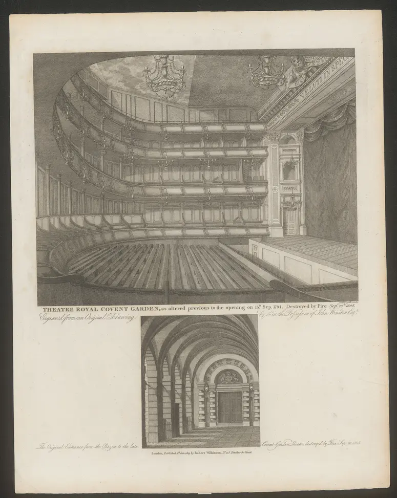 London, Covent Garden, Alternativtitel: London, Theatre Royal, Covent Garden, Titel in Vorlageform: Theatre Royal Covent Garden, Titel der Serie: Londina Illustrata