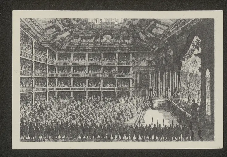 Wien, Theater auf der Cortina, Alternativtitel: Wien, Theater auf der Kurtine, Alternativtitel: Wien, Hoftheater von Burnacini, Titel der Serie: Bildserie der Österreichischen Tabakregie