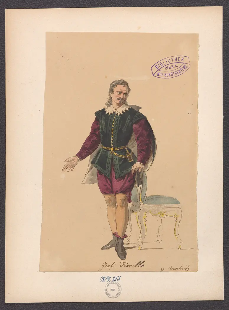 Die Grafen Montalto, Titel der Serie: Figurinen des k.k. Hof-Burgtheaters