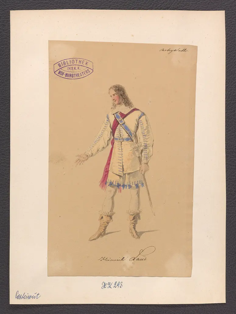 Parteiwut, oder Die Kraft des Glaubens, Titel der Serie: Figurinen des k.k. Hof-Burgtheaters