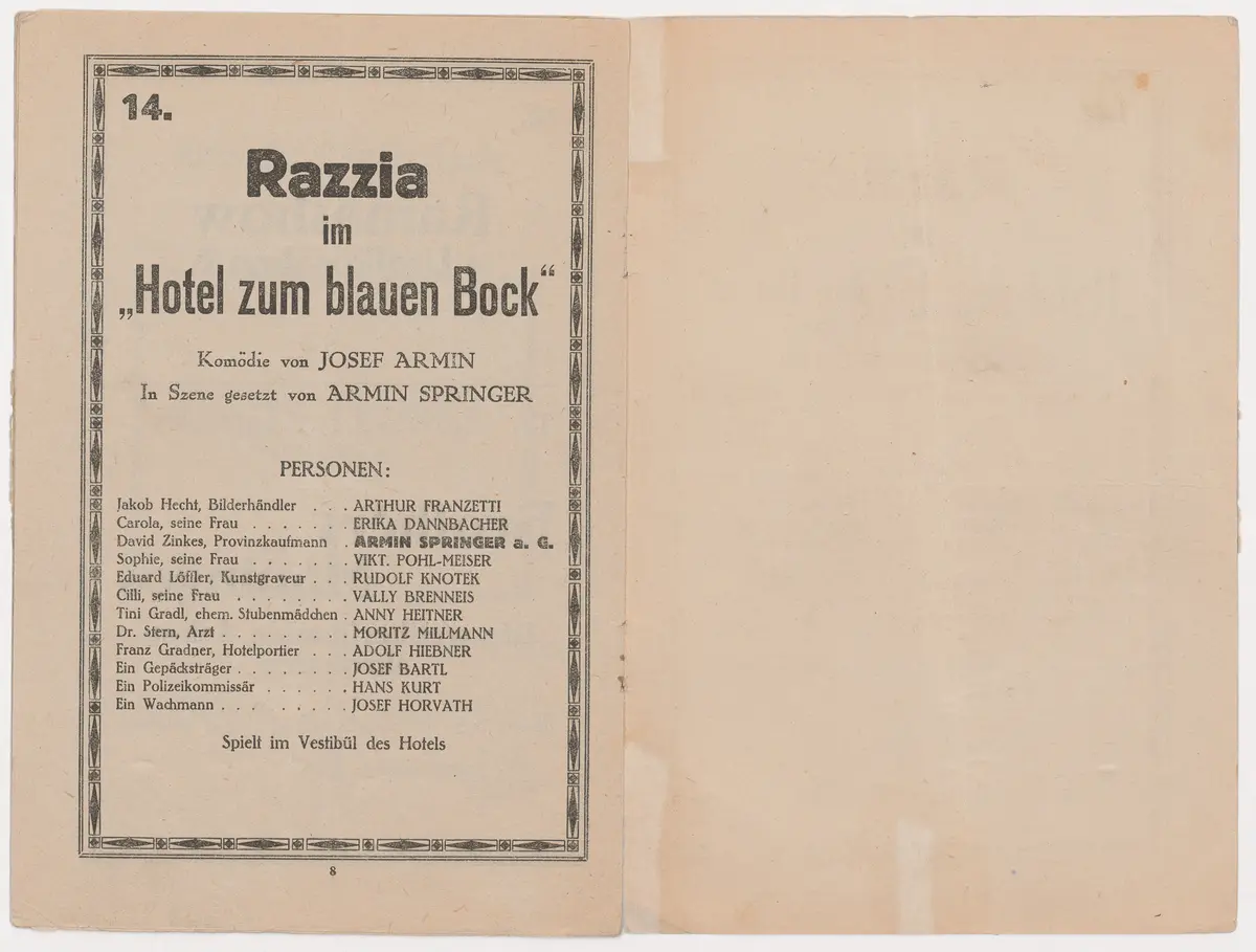 Varieté Reklame, Razzia im 