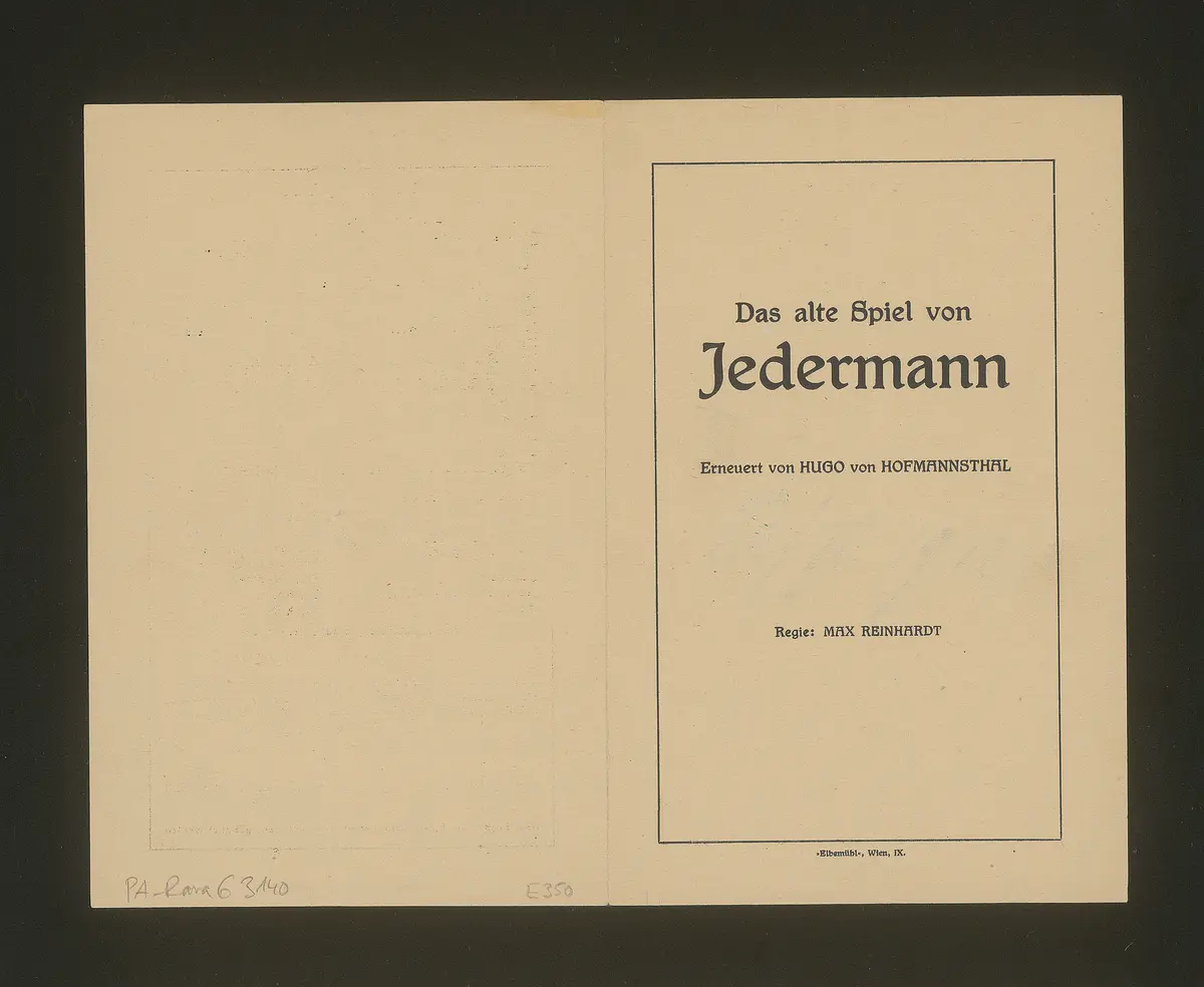 Jedermann, Titel in Vorlageform: Das alte Spiel vom Jedermann