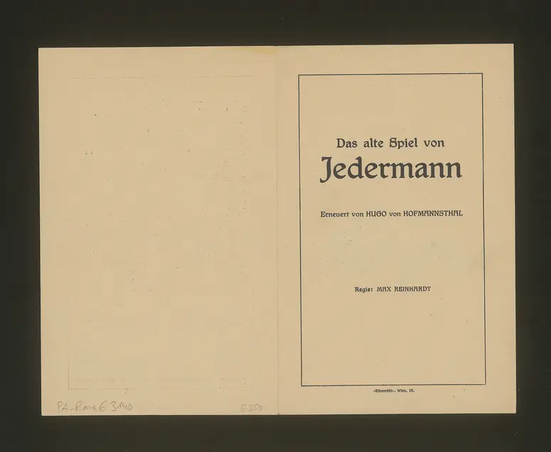 Jedermann, Titel in Vorlageform: Das alte Spiel vom Jedermann