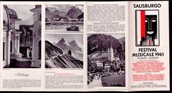 Salzburger Festspiele 1961, Titel in Vorlageform: Salzburgo Festival musicale 1961, Verweis auf Stücktitel: Cosi fan tutte, Verweis auf Stücktitel: Die Entführung aus dem Serail, Verweis auf Stücktitel: Don Giovanni, Verweis auf Stücktitel: Idomeneo, Verweis auf Stücktitel: Der Rosenkavalier, Simon Boccanegra, Verweis auf Stücktitel: Das Bergwerk zu Falun, Verweis auf Stücktitel: Jedermann, Verweis auf Stücktitel: Faust, Verweis auf Stücktitel: Der Bauer als Millionär