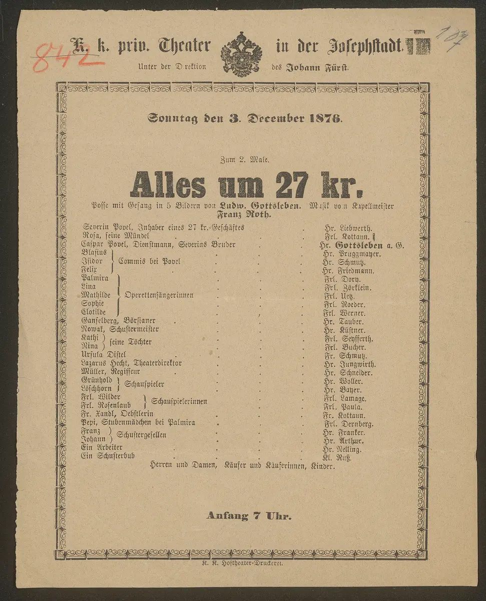 Alles um 27 kr, Alles um 27 Kreuzer