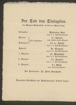 Der Tod des Tintagiles, Der Todte Mann, Der Roßdieb zu Fünsing mit den tollen, diebischen Bauern