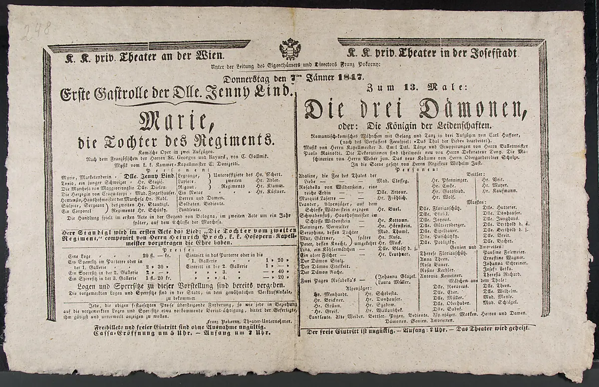 Marie, die Tochter des Regiments, Die drei Dämonen oder Die Königin der Leidenschaften