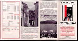 Salzburger Festspiele 1961, Titel in Vorlageform: Salzburg Festival 1961, Verweis auf Stücktitel: Cosi fan tutte, Verweis auf Stücktitel: Die Entführung aus dem Serail, Verweis auf Stücktitel: Don Giovanni, Verweis auf Stücktitel: Idomeneo, Verweis auf Stücktitel: Der Rosenkavalier, Simon Boccanegra, Verweis auf Stücktitel: Das Bergwerk zu Falun, Verweis auf Stücktitel: Jedermann, Verweis auf Stücktitel: Faust, Verweis auf Stücktitel: Der Bauer als Millionär