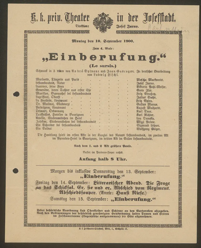 Einberufung, Le sursis (Originaltitel)