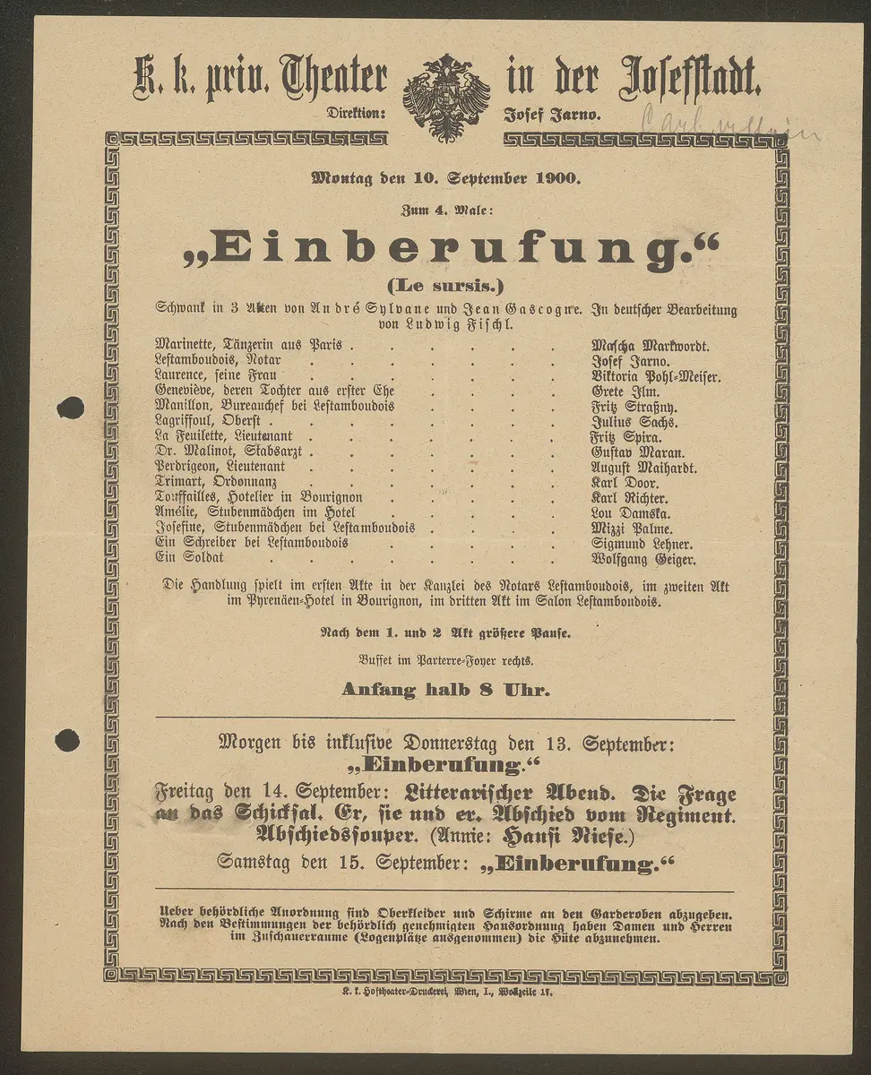 Einberufung, Le sursis (Originaltitel)