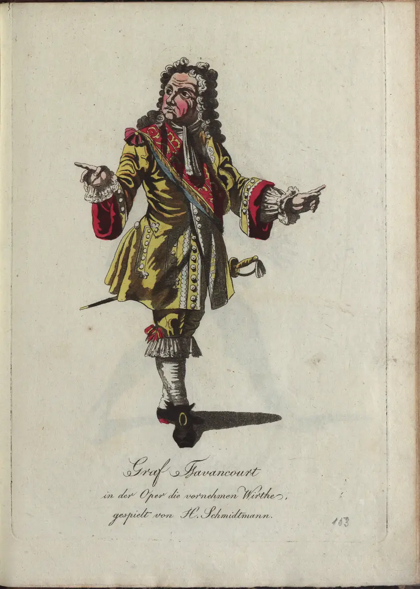 Die vornehmen Wirte, Titel in Vorlageform: Die vornehmen Wirthe, Titel der Serie: Auswahl schöner Costumes für Theater- und Ball-Anzüge