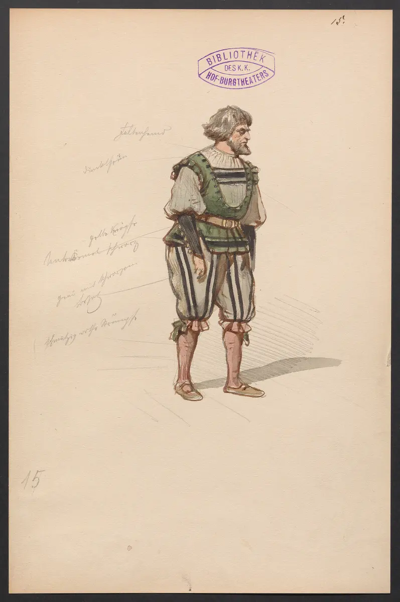 Gustav Wasa, oder Maske für Maske, Titel der Serie: Figurinen des k.k. Hof-Burgtheaters
