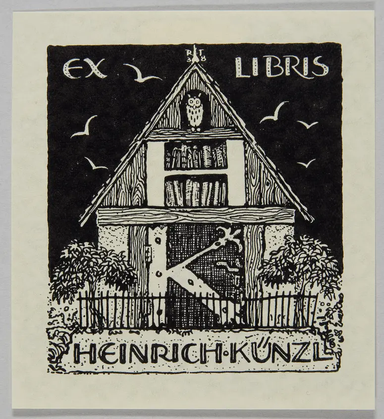 Exlibris Heinrich Künzl, Titel in Vorlageform: Exlibris HK Heinrich Künzl