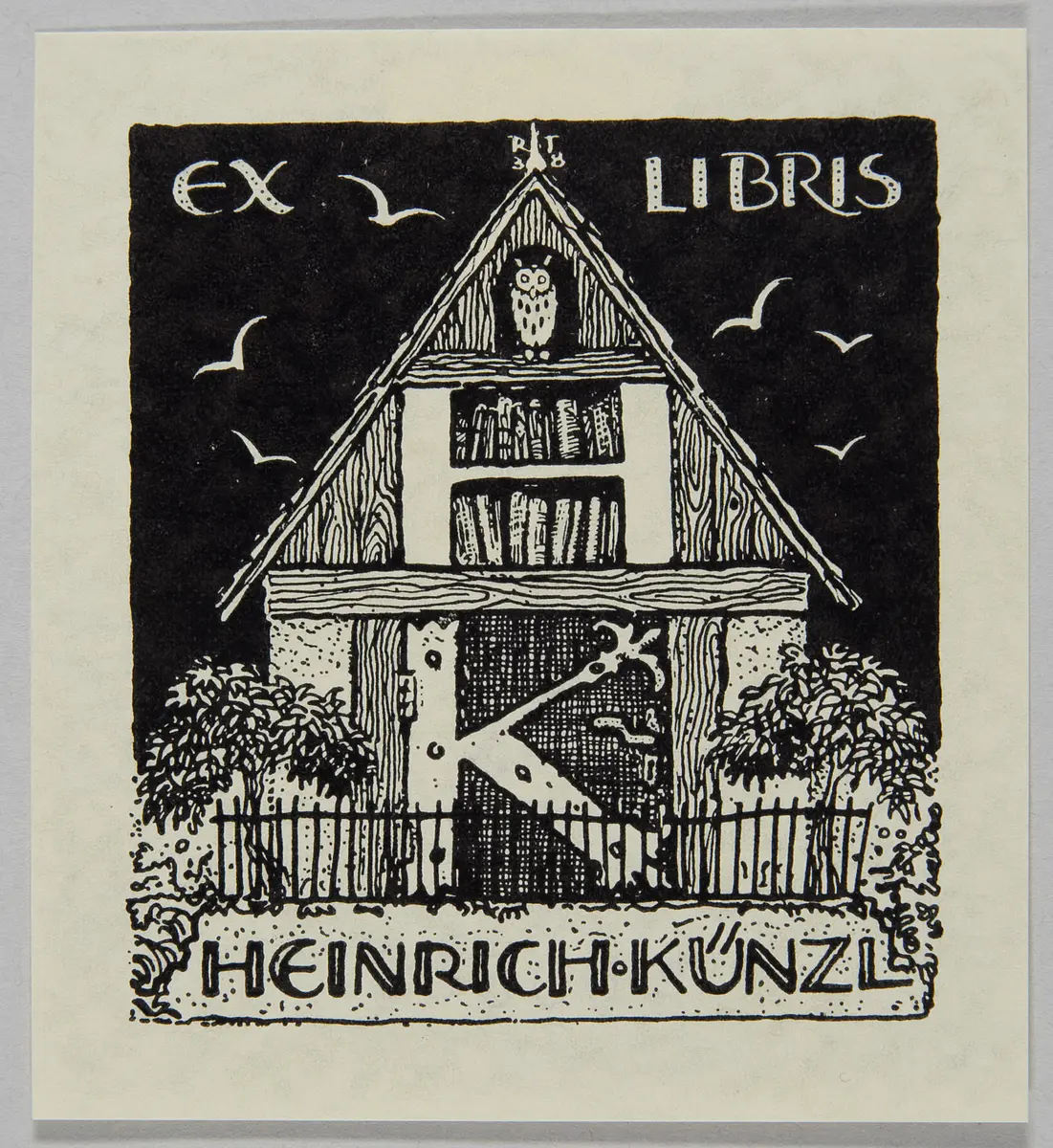 Exlibris Heinrich Künzl, Titel in Vorlageform: Exlibris HK Heinrich Künzl