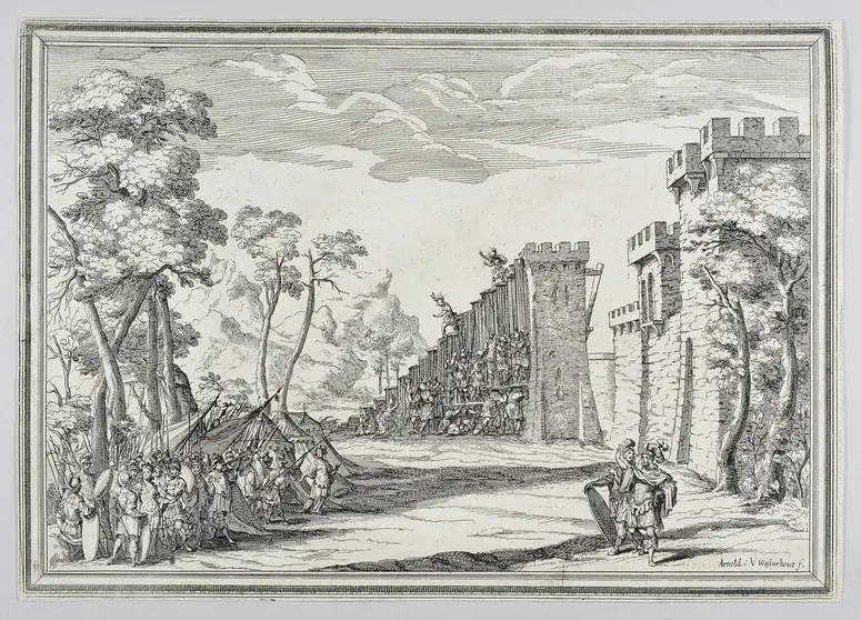 Il Greco in Troia, Titel in Vorlageform: Il Greco in Troia festa teatrale rappresentata in Firenze per le nozze de' serenissimi sposi Ferdinando terzo principe di Toscana, e Violante Beatrice principessa di Baviera