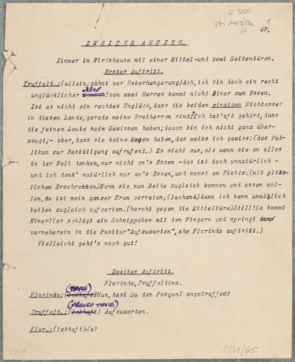 Der Diener zweier Herren. 2. Aufzug
