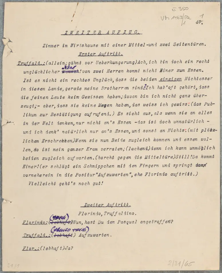 Der Diener zweier Herren. 2. Aufzug