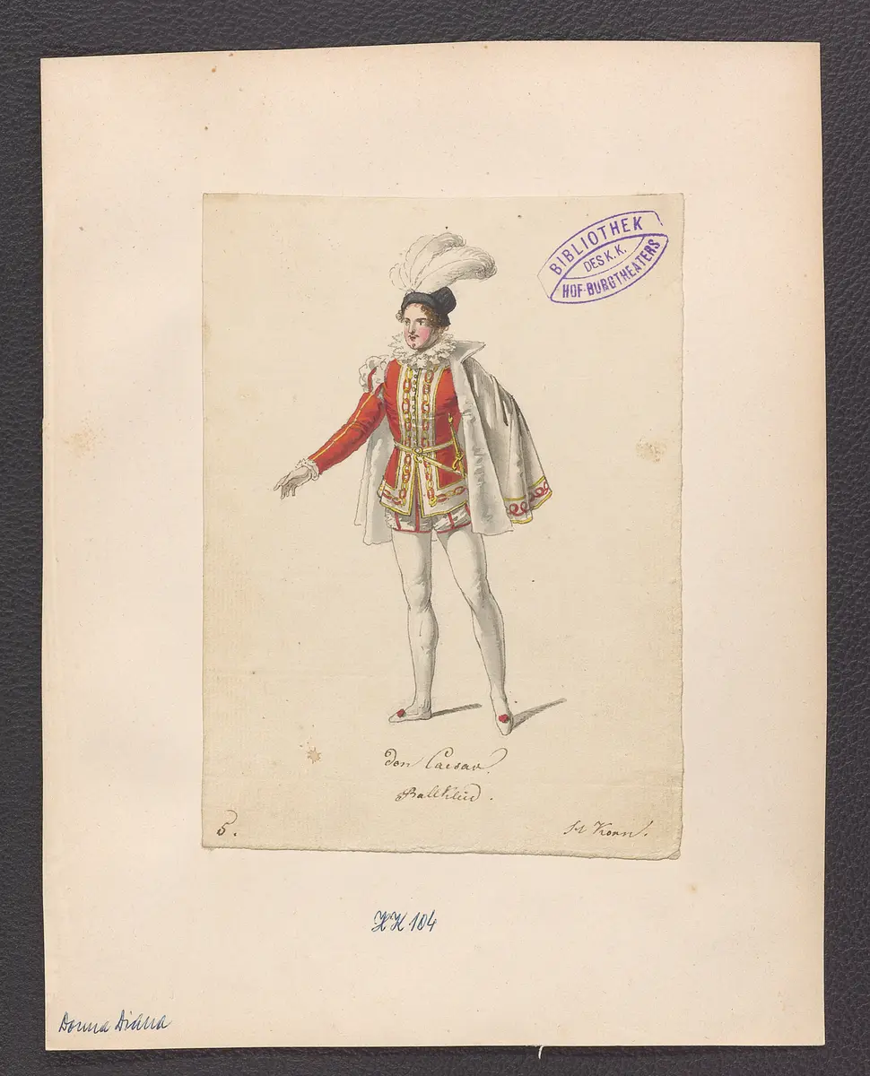 Donna Diana, oder Stolz und Liebe, Suchtitel: Donna Diana, Originaltitel: El desdén con el desdén, Titel der Serie: Figurinen des k.k. Hof-Burgtheaters