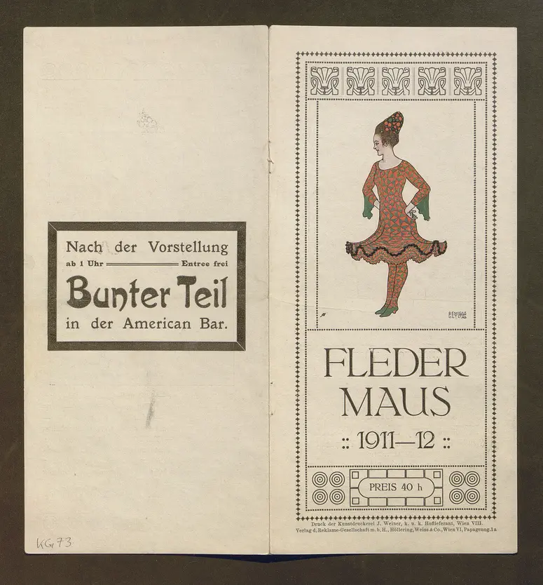 Kabarett Fledermaus, Titel in Vorlageform: Fledermaus 1911-12, Verweis auf Stücktitel: Das Viereck, Verweis auf Stücktitel: Das Wartehäuschen