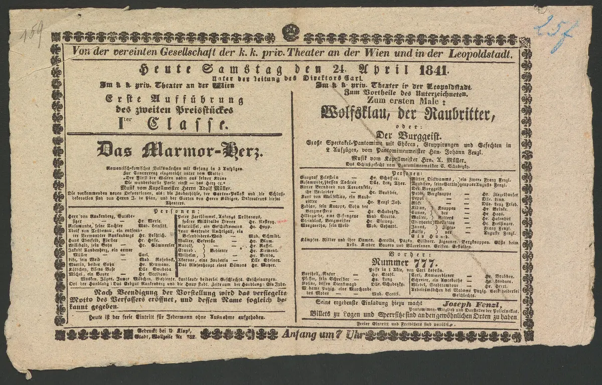 Das Marmor-Herz, Wolfsklau, der Raubritter, oder Der Burggeist, Nummer 777