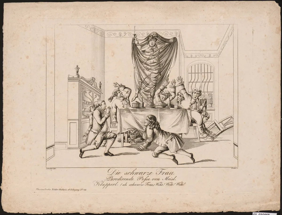 Die schwarze Frau, Titel der Serie: Theatralische Bilder-Gallerie, Name der Zeitschrift: Wiener Theaterzeitung