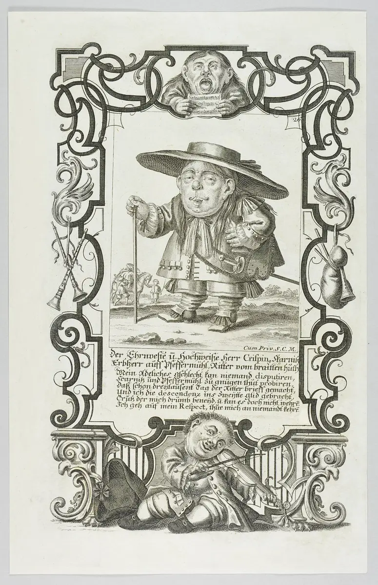 Il Callotto resuscitato oder Neü eingerichtes Zwerchen Cabinett, ...Herr Crispin...Ritter vom braitten Huth...