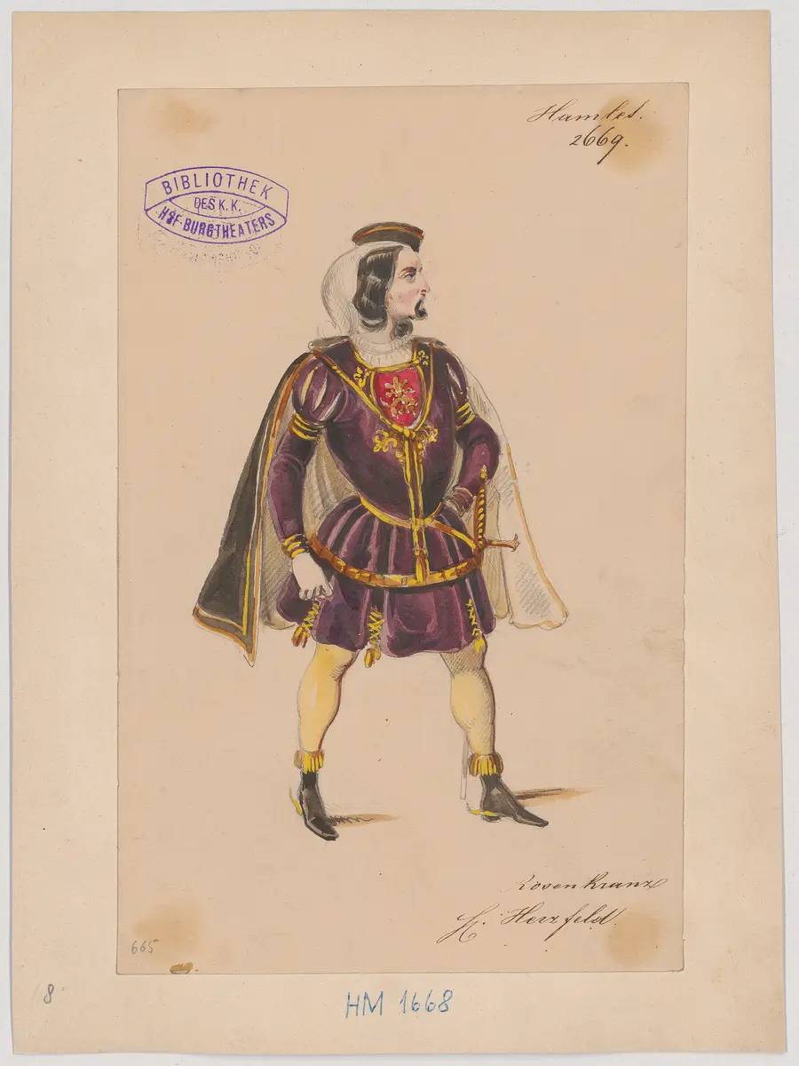 Hamlet, Prinz von Dänemark, Originaltitel: Hamlet, Prince of Denmark, Titel der Serie: Figurinen des k.k. Hof-Burgtheaters