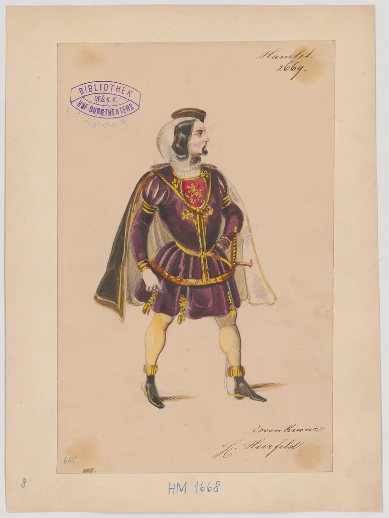 Hamlet, Prinz von Dänemark, Originaltitel: Hamlet, Prince of Denmark, Titel der Serie: Figurinen des k.k. Hof-Burgtheaters