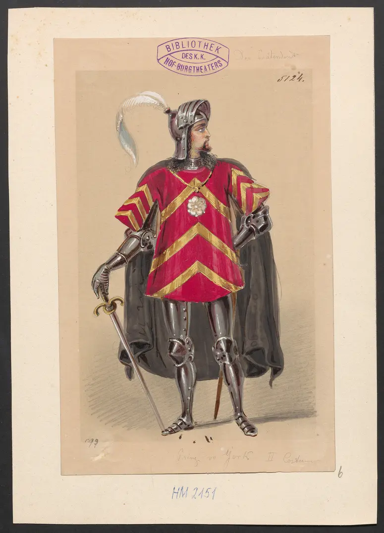 Der Prätendent von York, Titel der Serie: Figurinen des k.k. Hof-Burgtheaters