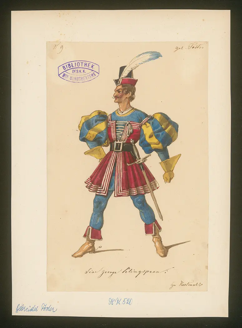 Gebrüder Foster, oder Das Glück mit seinen Launen, Titel der Serie: Figurinen des k.k. Hof-Burgtheaters