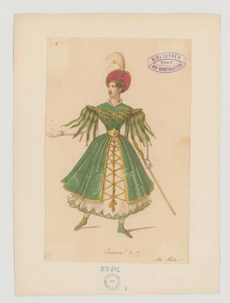 Corona von Saluzzo, Titel der Serie: Figurinen des k.k. Hof-Burgtheaters