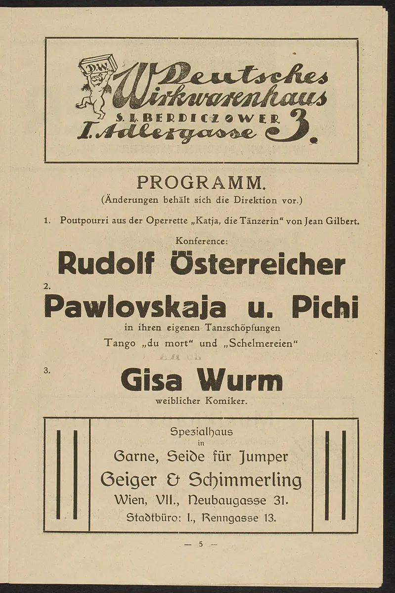 Theater und Kabarett Hölle, Der Herr Hofschauspieler